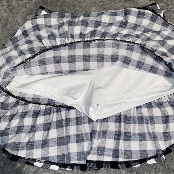 Girls Justice Black & White Plaid Ruffle Skort Size:12 - Picture 5 of 7